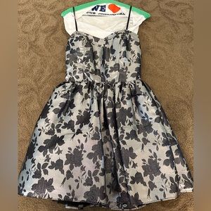 Black Floral Shimmer Babydoll Dress (Size 2)